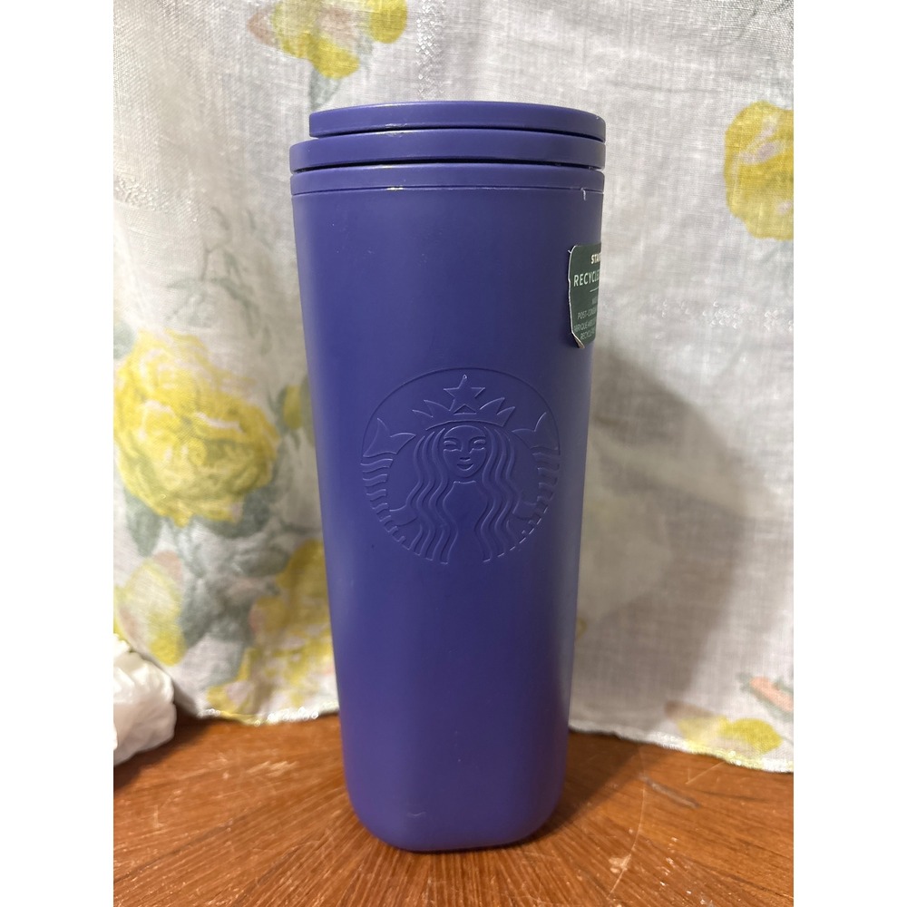Starbucks 2023 Recycled Plastic Travel Tumbler 16oz Matte Purple Embossed Siren
